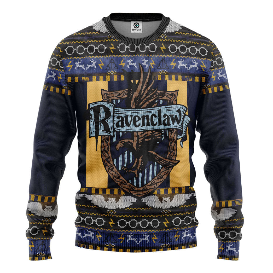 Gearhumans 3D H.P Ravenclaw Ugly Christmas Ver 3 Custom Ugly Sweater