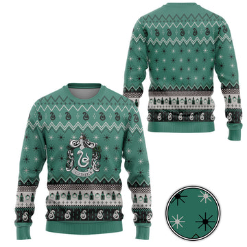 Gearhumans 3D H.P Slytherin Holiday Ugly Christmas Custom Ugly Sweater