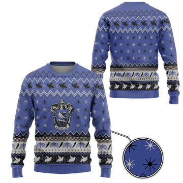 Gearhumans 3D H.P Ravenclaw Holiday Ugly Christmas Custom Ugly Sweater