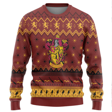 Gearhumans 3D H.P Gryffindor Holiday Ugly Christmas Custom Ugly Sweater