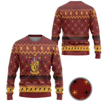 Gearhumans 3D H.P Gryffindor Holiday Ugly Christmas Custom Ugly Sweater