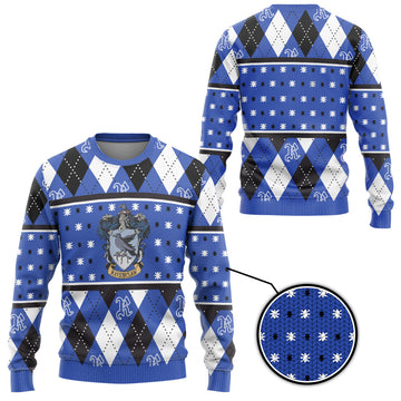 Gearhumans 3D H.P Ravenclaw Crest Holiday Ugly Christmas Custom Ugly Sweater