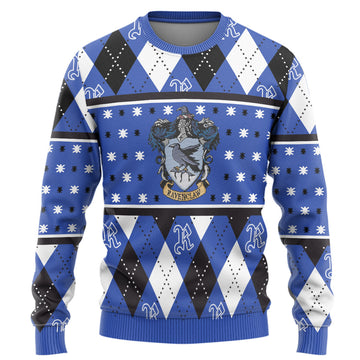 Gearhumans 3D H.P Ravenclaw Crest Holiday Ugly Christmas Custom Ugly Sweater