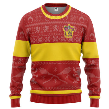 Gearhumans 3D H.P Gryffindor Ugly Christmas Edition Custom Ugly Sweater