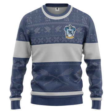 Gearhumans 3D H.P Ravenclaw Ugly Christmas Edition Custom Ugly Sweater