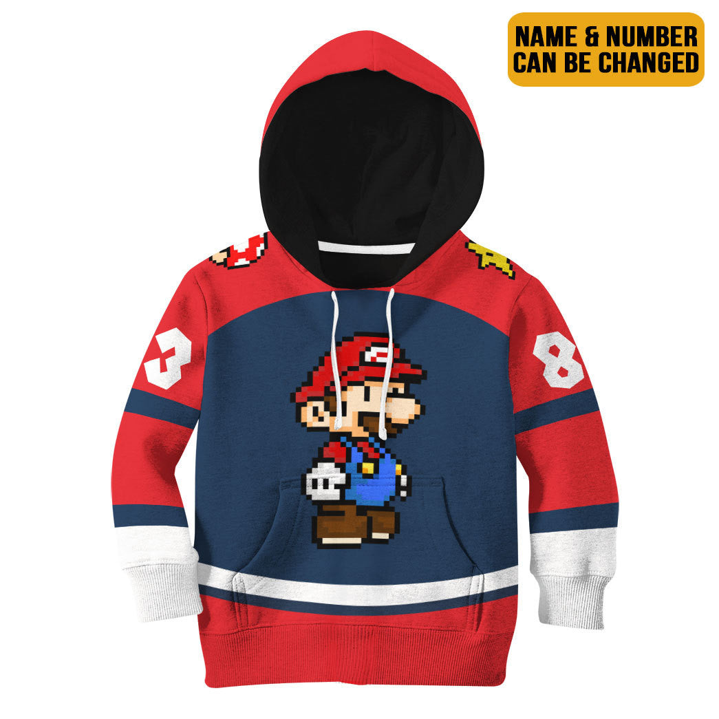 Gearhumans 3D Mario Sports Custom Name Custom Number Kid Tshirt Hoodie Apparel