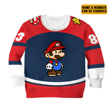 Gearhumans 3D Mario Sports Custom Name Custom Number Kid Tshirt Hoodie Apparel