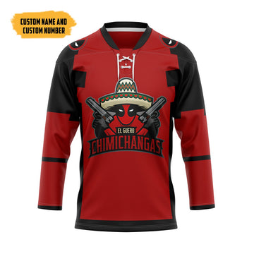 Gearhumans 3D Wade Wilson Custom Name Custom Number Hockey Jersey