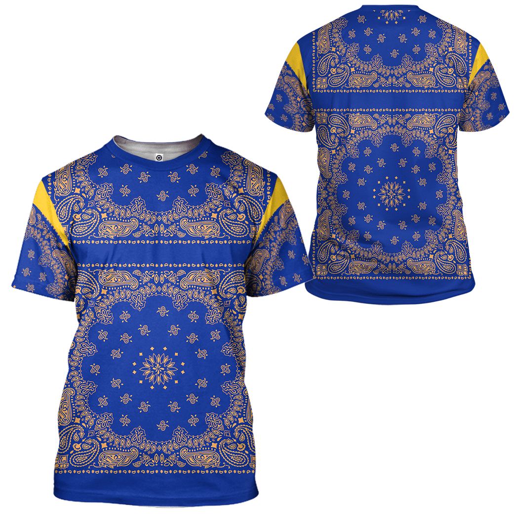 Gearhumans 3D Royal Blue Bandana Snoop Custom Tshirt Hoodie Apparel