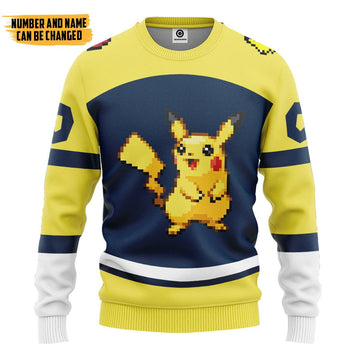 Gearhumans 3D PKM Pikachu Sport Custom Name Custom Number Hoodie Tshirt Apparel