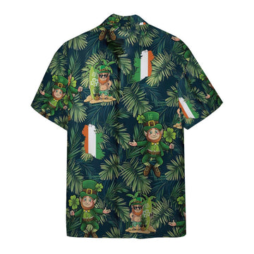 Gearhumans 3D Leprechaun Tropical Hawaii Style Custom Hawaiian Shirt