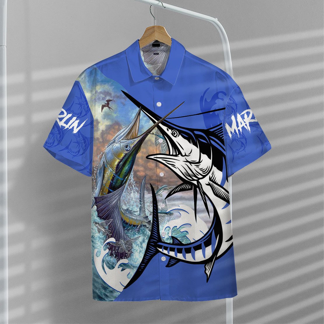 Gearhumans 3D Marlin Fish Custom Hawaiian Shirt, HAWAI Shirt / XL Short Sleeve Short, Hawaiian Shirts for Men