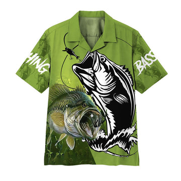 Gearhumans 3D Bass Fish Custom Hawaiian Shirt