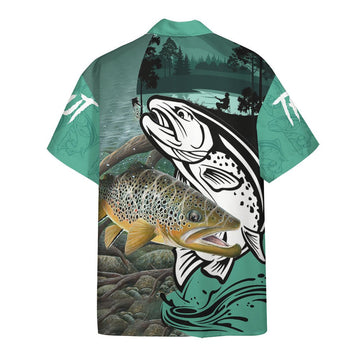 Gearhumans 3D Trout Fishing Custom Hawaiian Shirt