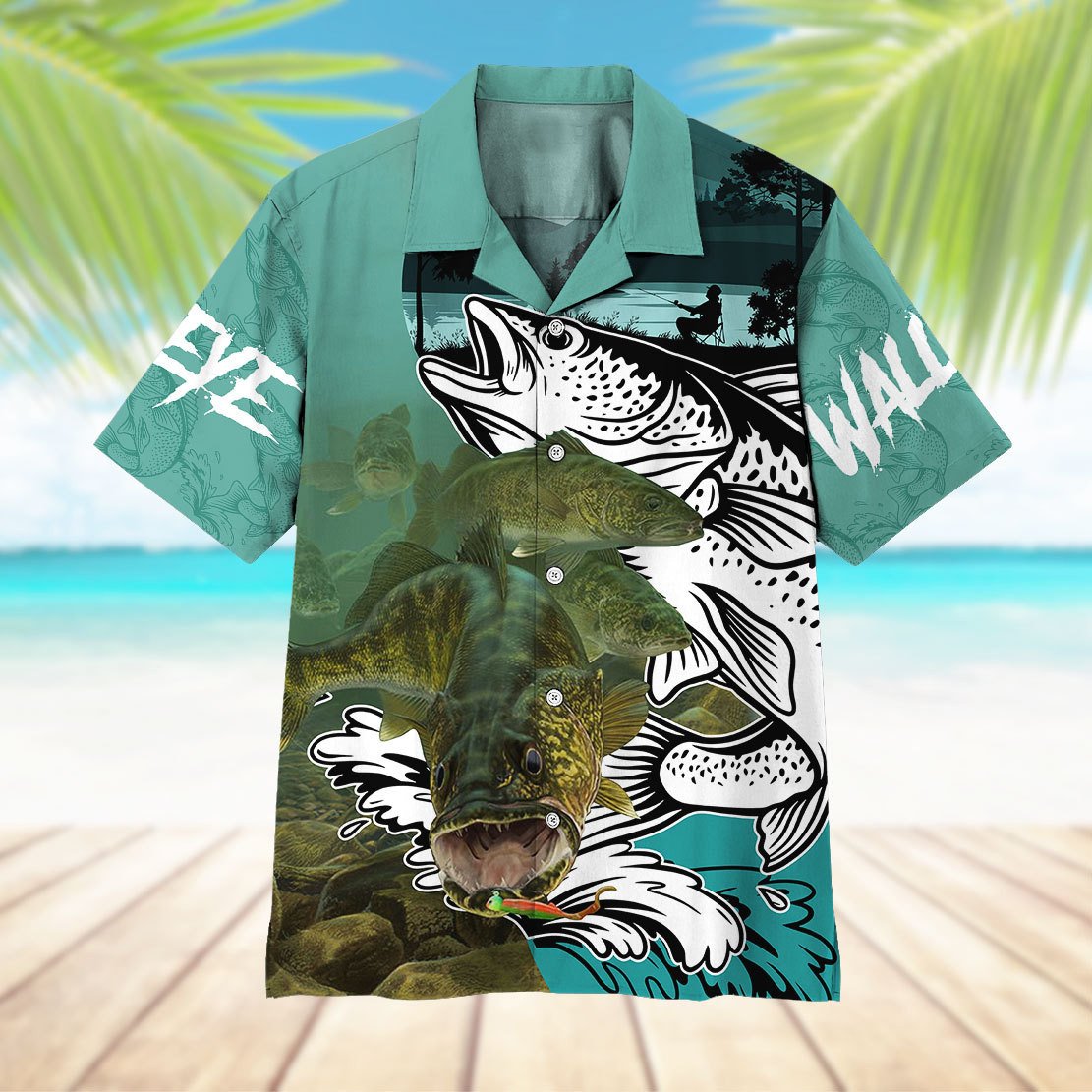 Gearhumans 3D Walleye Fishing Custom Hawaiian Shirt HAWAI Shirt / 5XL