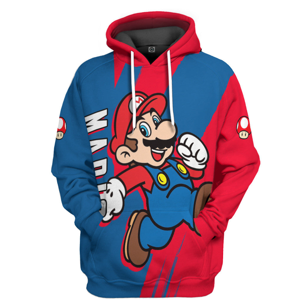 Gearhumans 3D Happy Mario Custom Hoodie Tshirt Apparel