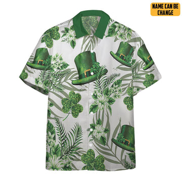 Gearhumans 3D Erin Go Braugh Ireland Green Hat and Shamrock Custom Name Hawaiian Shirt