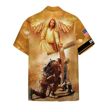 Gearhumans 3D US Veteran Jesus Custom Hawaiian Shirt