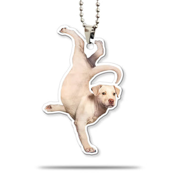 Gearhumans 3D Yoga Golden Labrador One Arm Handstand Custom Car Hanging