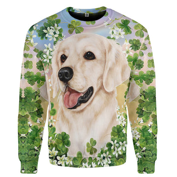 Gearhumans 3D Golden Retriever White St Patricks Day Custom Tshirt Hoodie Apparel