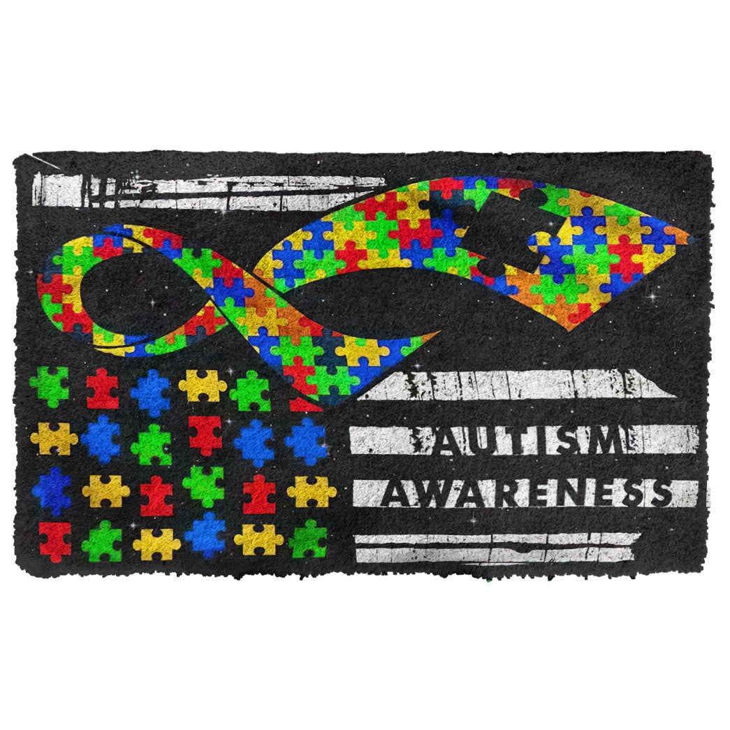 Gearhumans 3D Dino Autism Awareness Custom Doormat