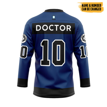 Gearhumans 3D Tardis Doctor Who Custom Name Custom Number Hockey Jersey