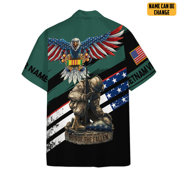 Gearhumans 3D Vietnam Veteran American Eagle Flag Military Ranks Veteran Ranks Custom Name Hawaiian Shirt