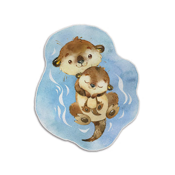 Gearhumans 3D Otter Mom And Baby Custom Shaped Doormat