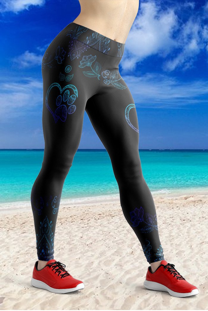 Gearhumans 3D Blue Mandala Dog Mom Custom Legging