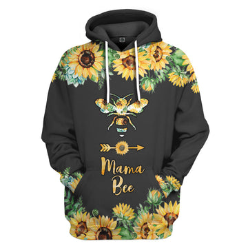 Gearhumans 3D Mama Bee Sunflowers Mothers Day Custom Tshirt Hoodie Apparel