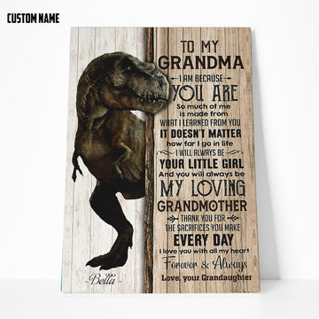 Gearhumans 3D To My T Rex Grandma Custom Name Canvas