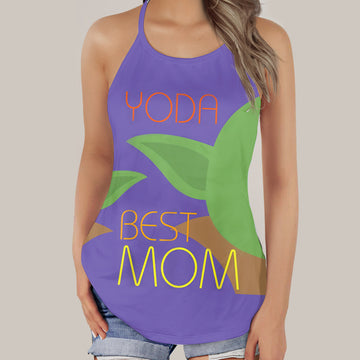 Gearhumans 3D Yoda Best Mom Mothers Day Custom Criss Cross Tank Top