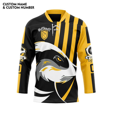 Gearhumans 3D H.P Hufflepuff Badgers Quidditch Team Custom Name Custom Number Hockey Jersey