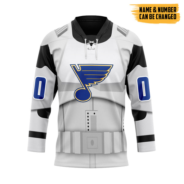 Gearhumans 3D S.W x St. Louis Blues May The 4th Be with You Custom Name Custom Number Hockey Jersey Hockey Jersey / 2XL Christmas Gift, Christmas Gift