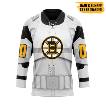 Gearhumans 3D S.W x Boston Bruins May The 4th Be With You Custom Name Custom Number Hockey Jersey