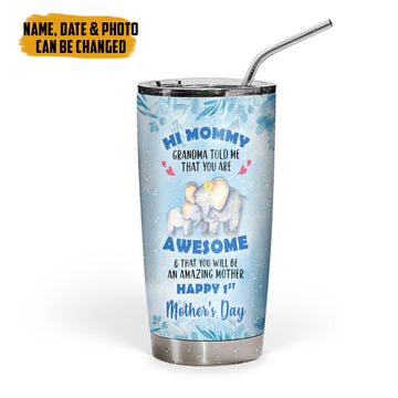 Gearhumans 3D Grandma Told Me You are Awsome Mothers Day Gift Custom Tumbler