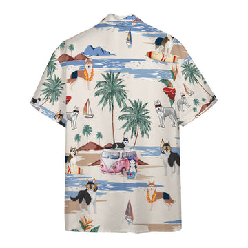 Gearhumans 3D Husky Summer Beach Retro Custom Hawaiian Shirt