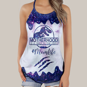 Gearhumans 3D Motherhood Mom Life Mothers Day Custom Criss Cross Tank Top