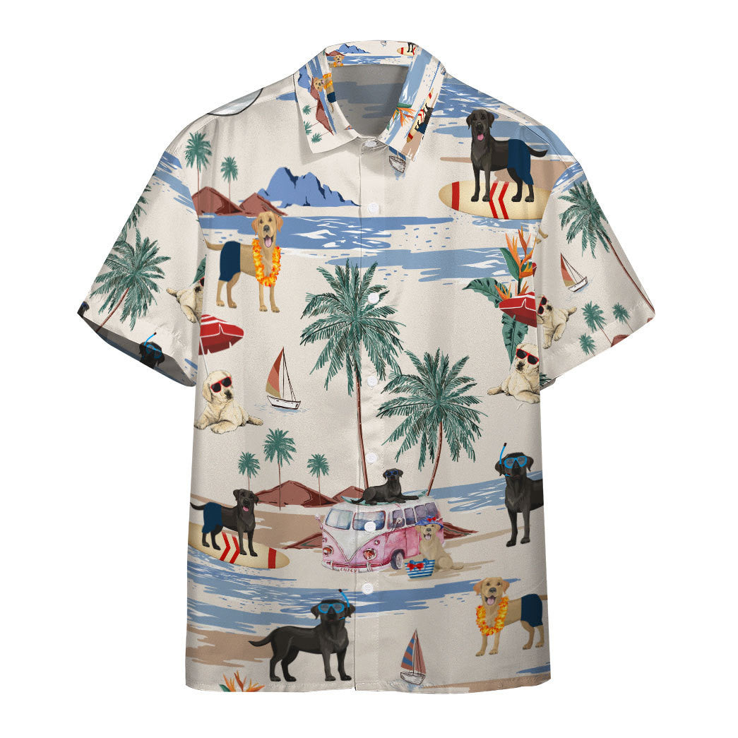 Gearhumans 3D Labrador Retriever Summer Beach Retro Custom Hawaiian Shirt