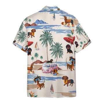 Gearhumans 3D Dachshund Summer Beach Retro Custom Hawaiian Shirt