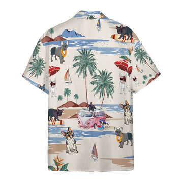 Gearhumans 3D French Bulldog Summer Beach Retro Custom Hawaiian Shirt