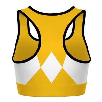 Gearhumans 3D Mighty Morphin Yellow Power Ranger Custom Sport Bra