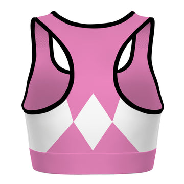 Gearhumans 3D Mighty Morphin Pink Power Ranger Custom Sport Bra
