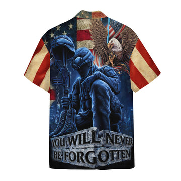 Gearhumans 3D Memorial Day You Will Never Be Forgotten Veteran Custom Hawaiian Shirt