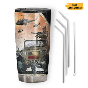 Gearhumans 3D Veterans Army Gift Memorial Day Custom Name Tumbler