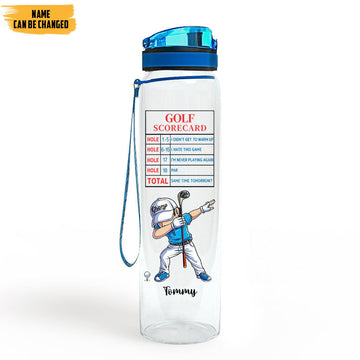 Gearhumans 3D Father's Day Gift Golf Scorecard Custom Name Water Bottle