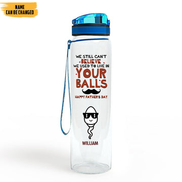 Gearhumans 3D Father's Day We Used To Live In Your Balls Custom Name Water Bottle