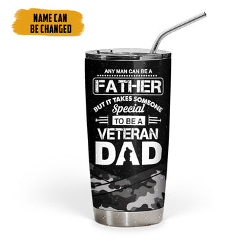 Gearhumans 3D Veteran Dad Fathers Day Custom Name Tumbler