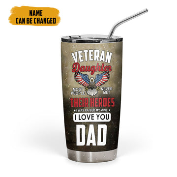Gearhumans 3D Veterans Daughter Fathers Day Custom Name Tumbler