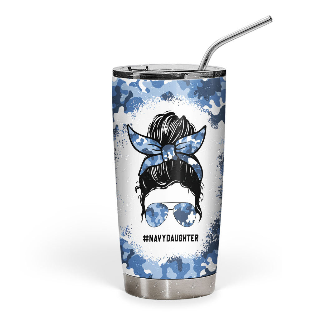 Gearhumans 3D Navy Daughter Fathers Day Custom Tumbler
